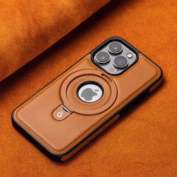 Full-Coverage Shockproof Leather Magnetic Stand iPhone Case