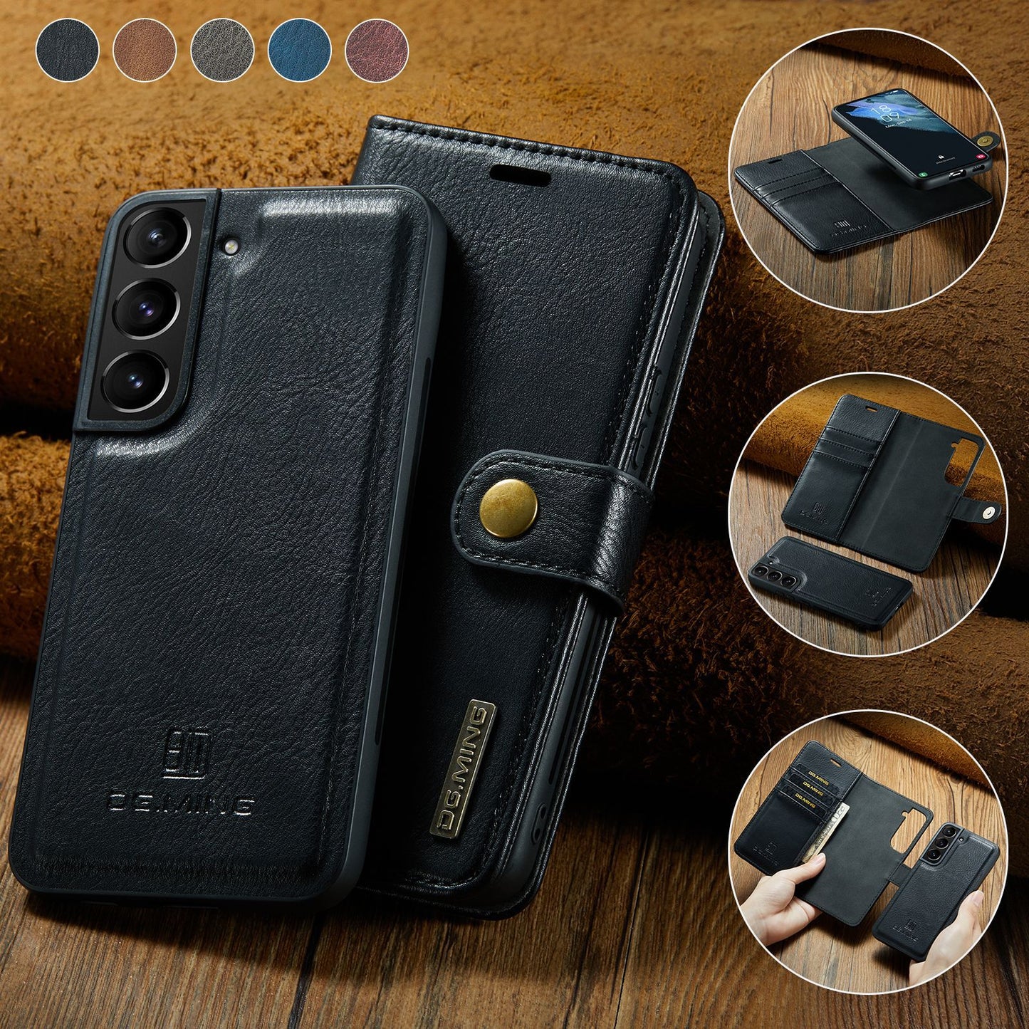 High-grade magnet split leather case 2-in-1 wallet protective leather case mobile phone case