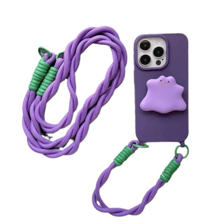 Premium Dark Purple Monster Stand Crossbody Phone Case