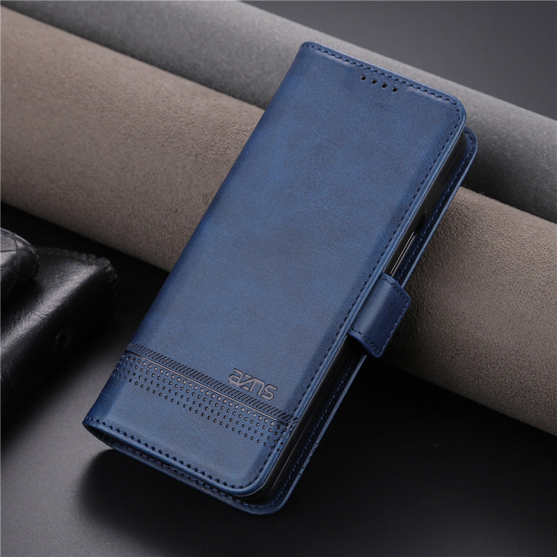 Sesuai untuk Samsung z fold 3/4/5 premium sarung kulit tulen sarung telefon bimbit perniagaan retro 