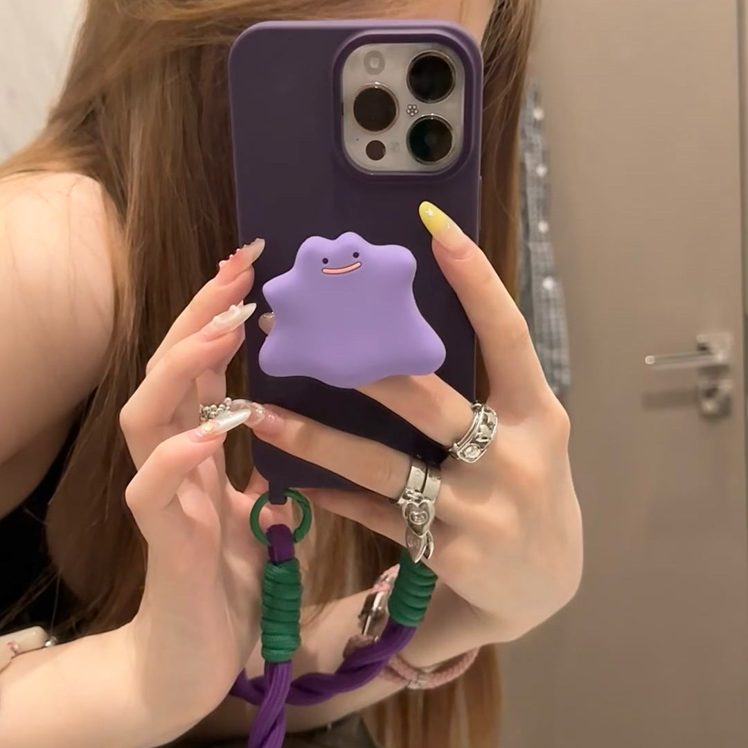 Premium Dark Purple Monster Stand Crossbody Phone Case