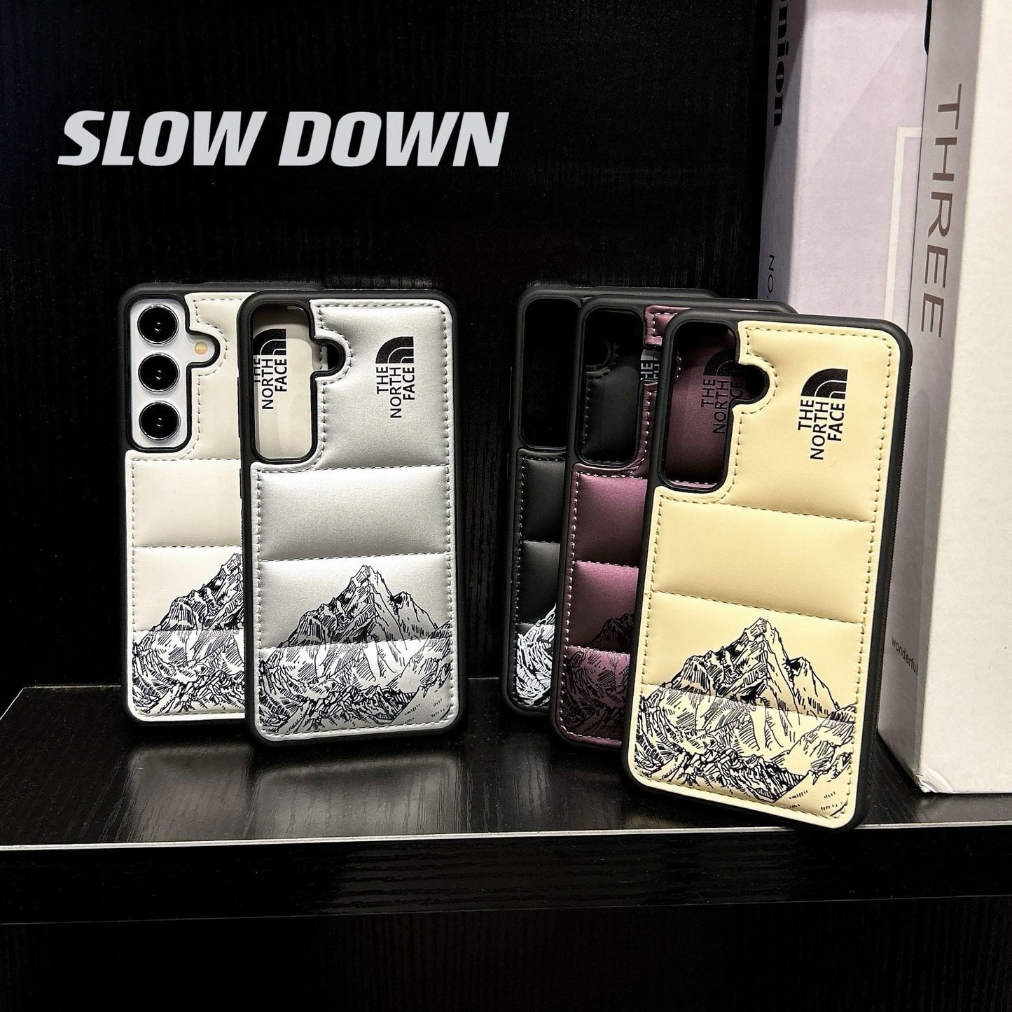 Fashion brand padded down jacket anti-fall mobile phone case
