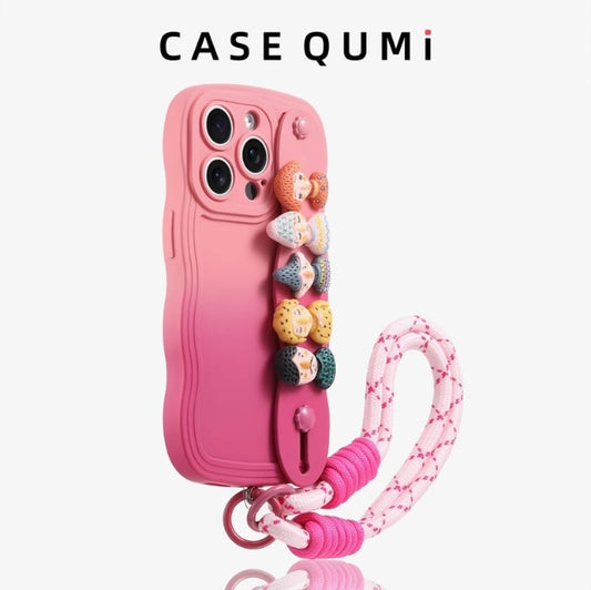 Wave Edge Cartoon Gradient Wristband Phone Case For iPhone