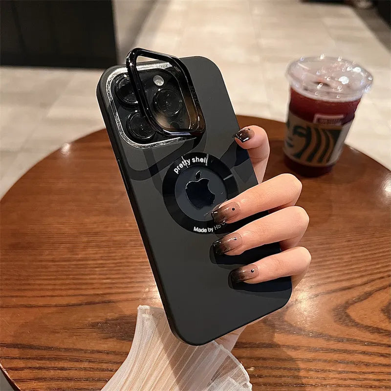 Luxury Camera Protector Stand Case With Logo Cut- iPhone