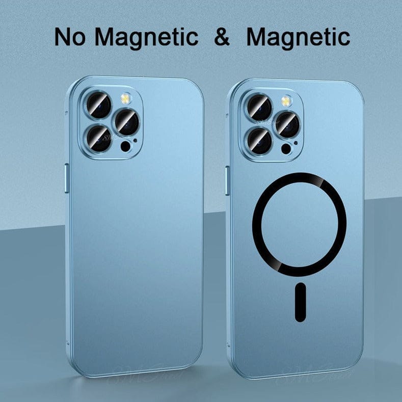 Magnetic Charging Aluminium Metal Bumper Matte Case Cover for iPhone