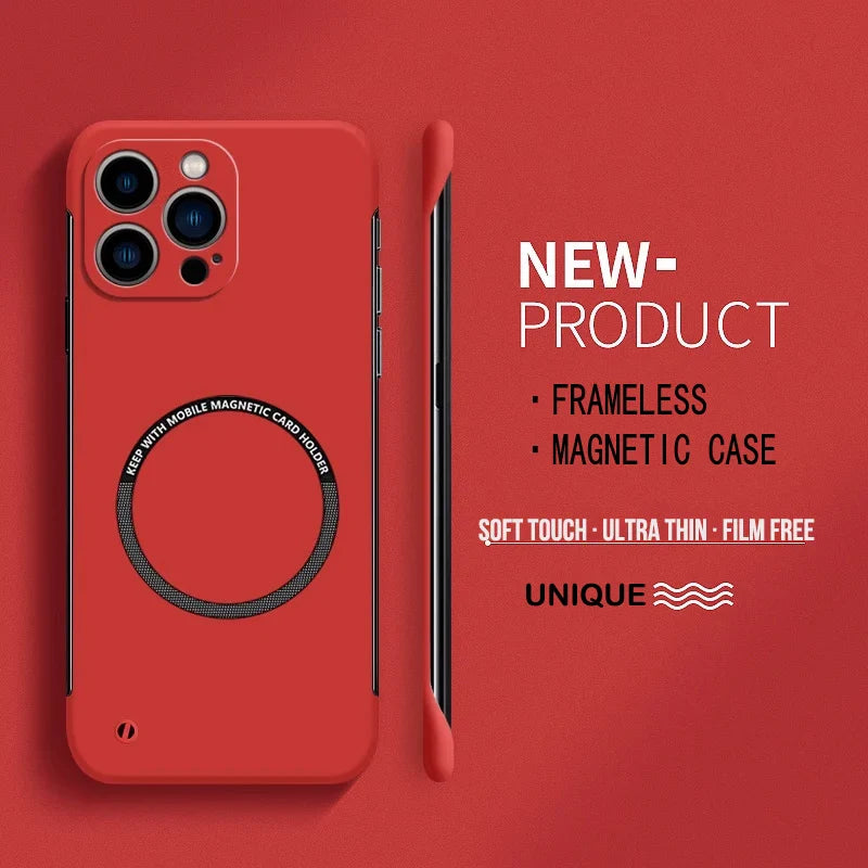 Casing Ponsel Magnetik PC Keras Ultra Tipis Tanpa Bingkai untuk iPhone