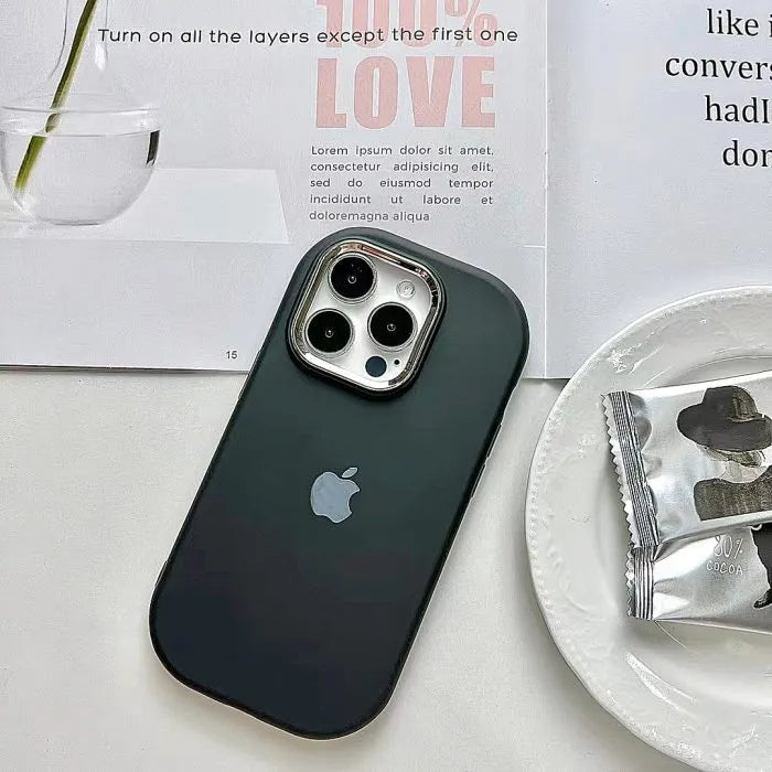 Powerfully Protected Silicone Electroplated Lens Frame Case For IPhone