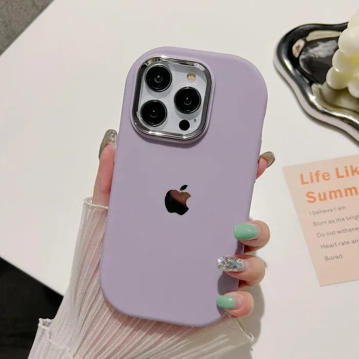 Powerfully Protected Silicone Electroplated Lens Frame Case For IPhone