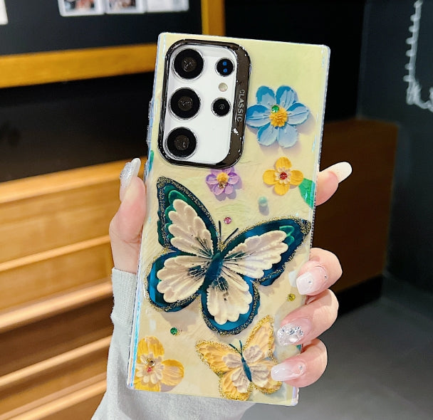 Luxurious Rhinestone Oil Painting Flowers Case For Samsung