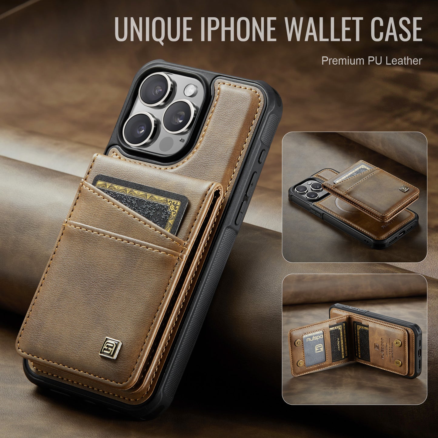 Luxury Lanyard Business Leather Case Split Card Holder Case For iPhone