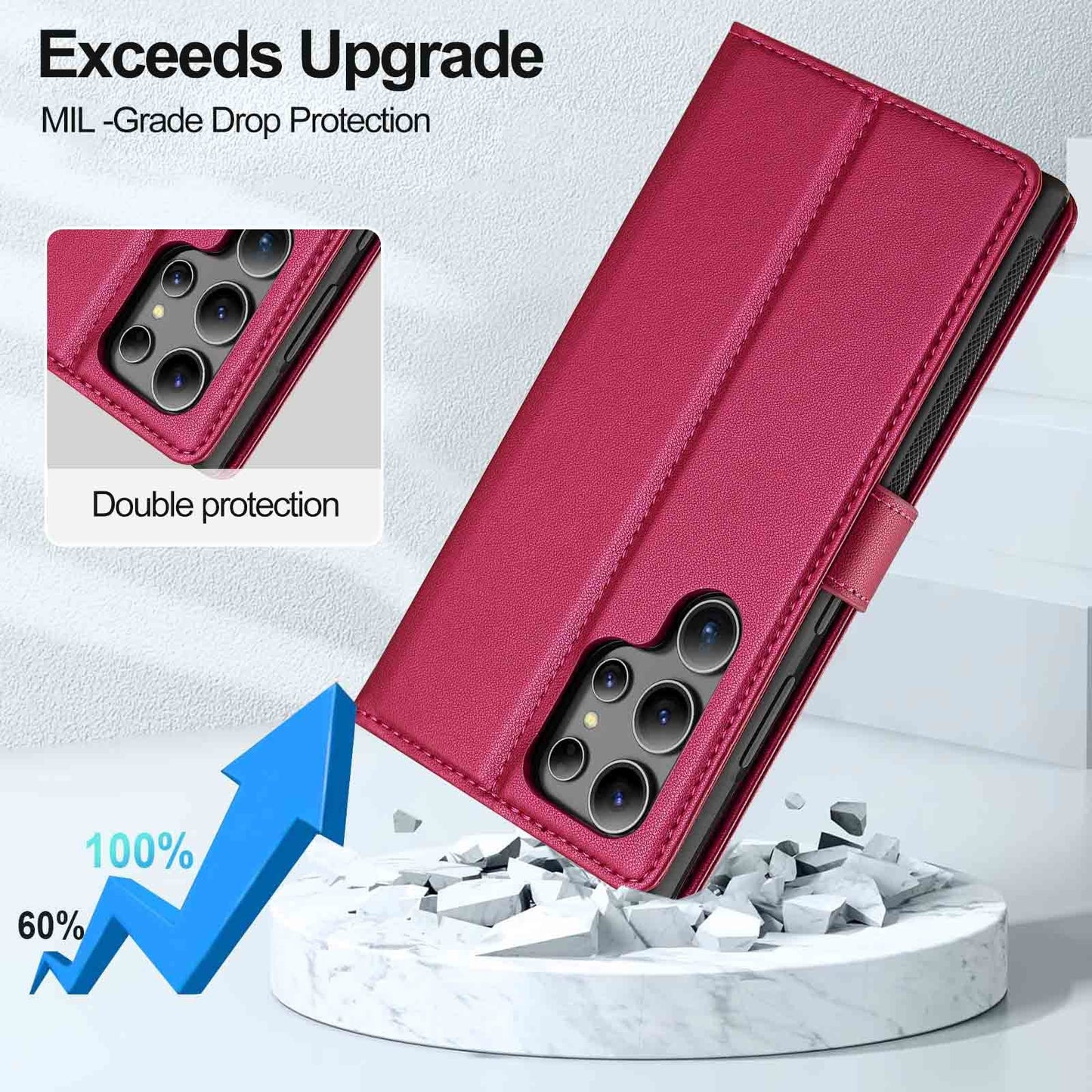 Magnetic 2 in 1 Leather Case Split Phone Case For Samsung