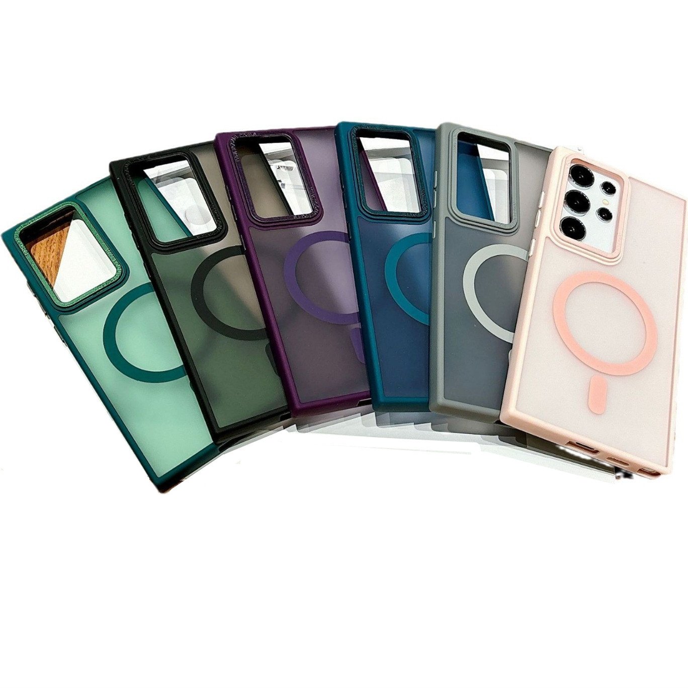 Suitable for Samsung S24ULTRA magnetic mobile phone case s23ultra frosted s24plus large hole foreign trade S23 niche