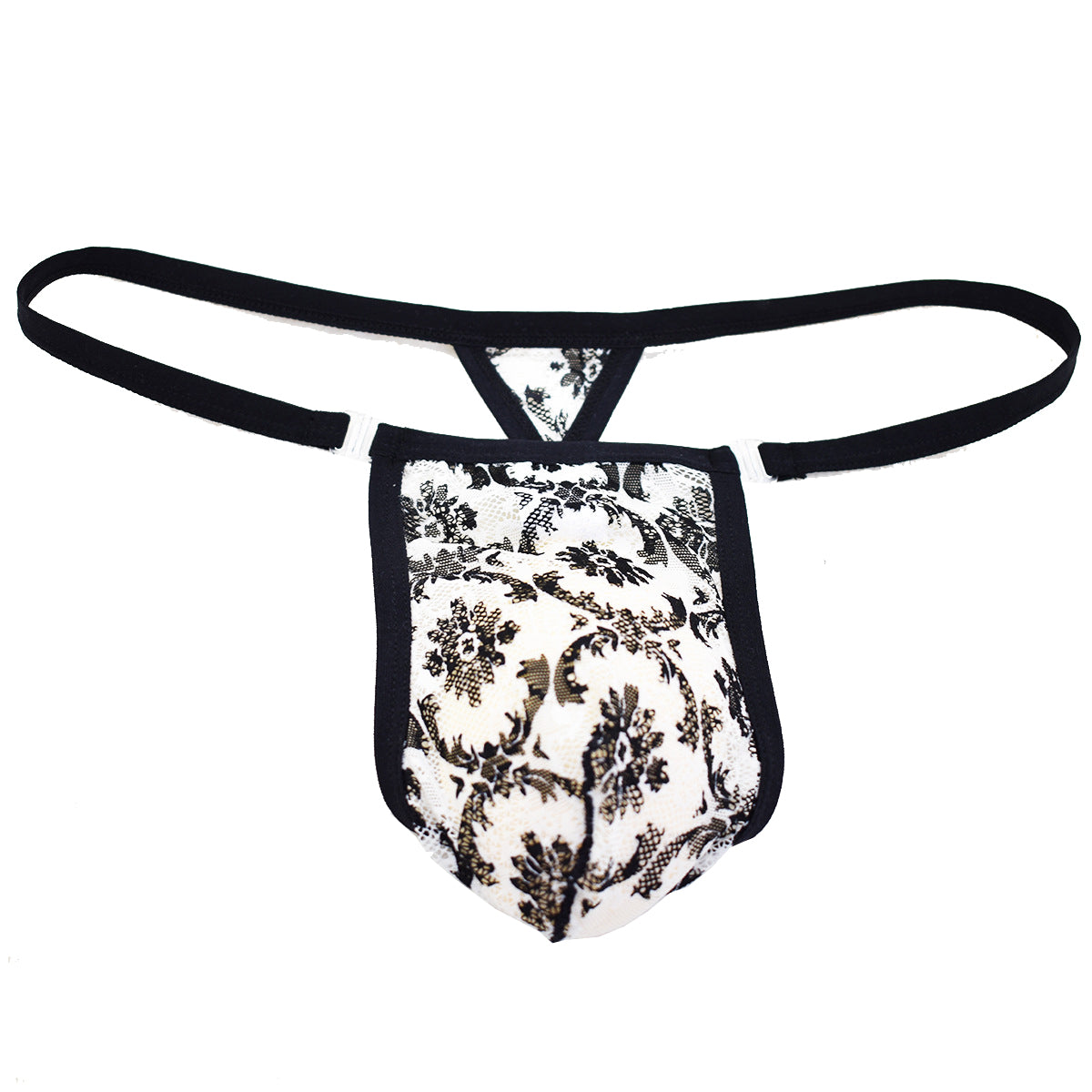 Removable Button Lace Print Thong