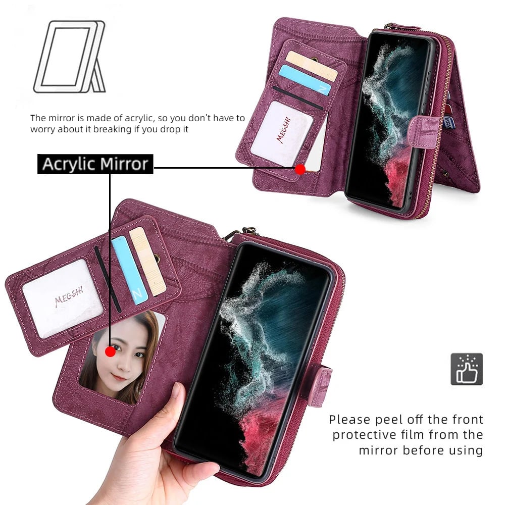 Large Capacity Wallet Type PU Leather Phone Case For Samsung S / Note Series