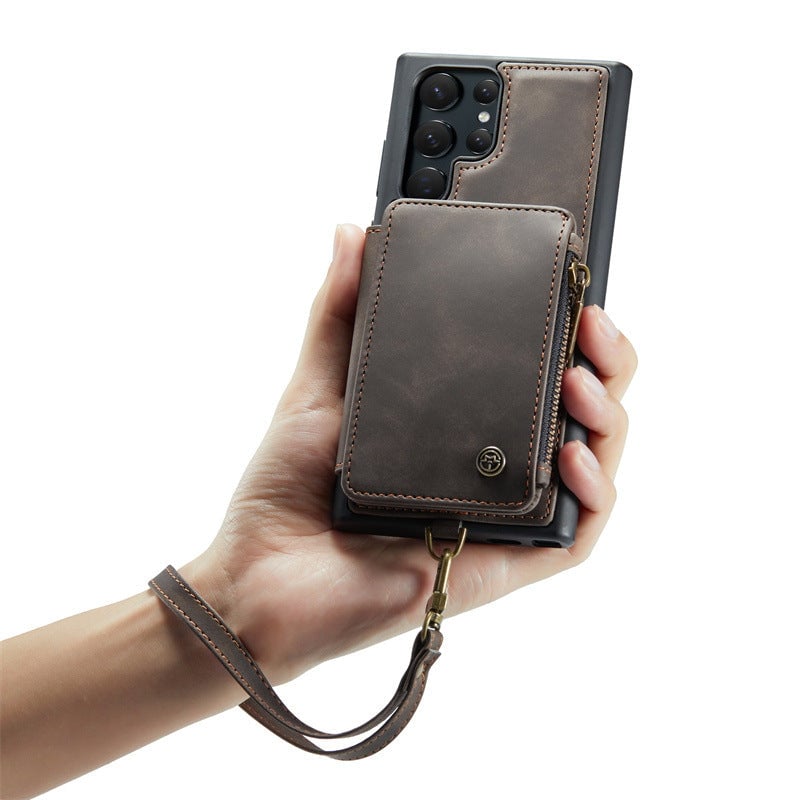 Luxury Zipper Flip Anti-theft Brush Phone Case For Samsung S24/S23S/S22Ultra