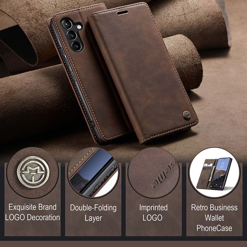 Luxury Leather Bracket Wallet Case For Galaxy A15