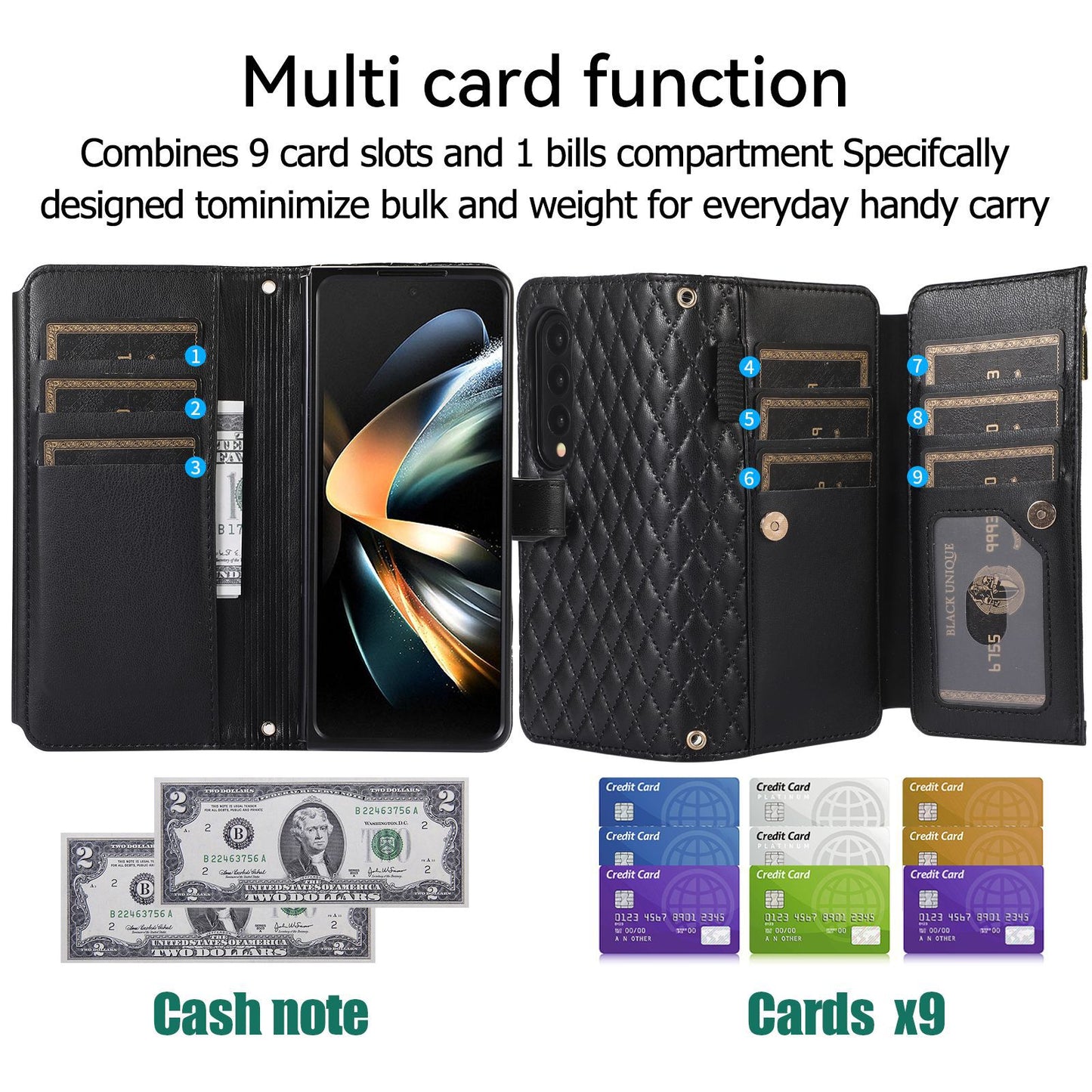 Lanyard Crossbody Rhombic Flip Wallet Case Untuk Samsung Galaxy Z Fold4 Fold3 5G