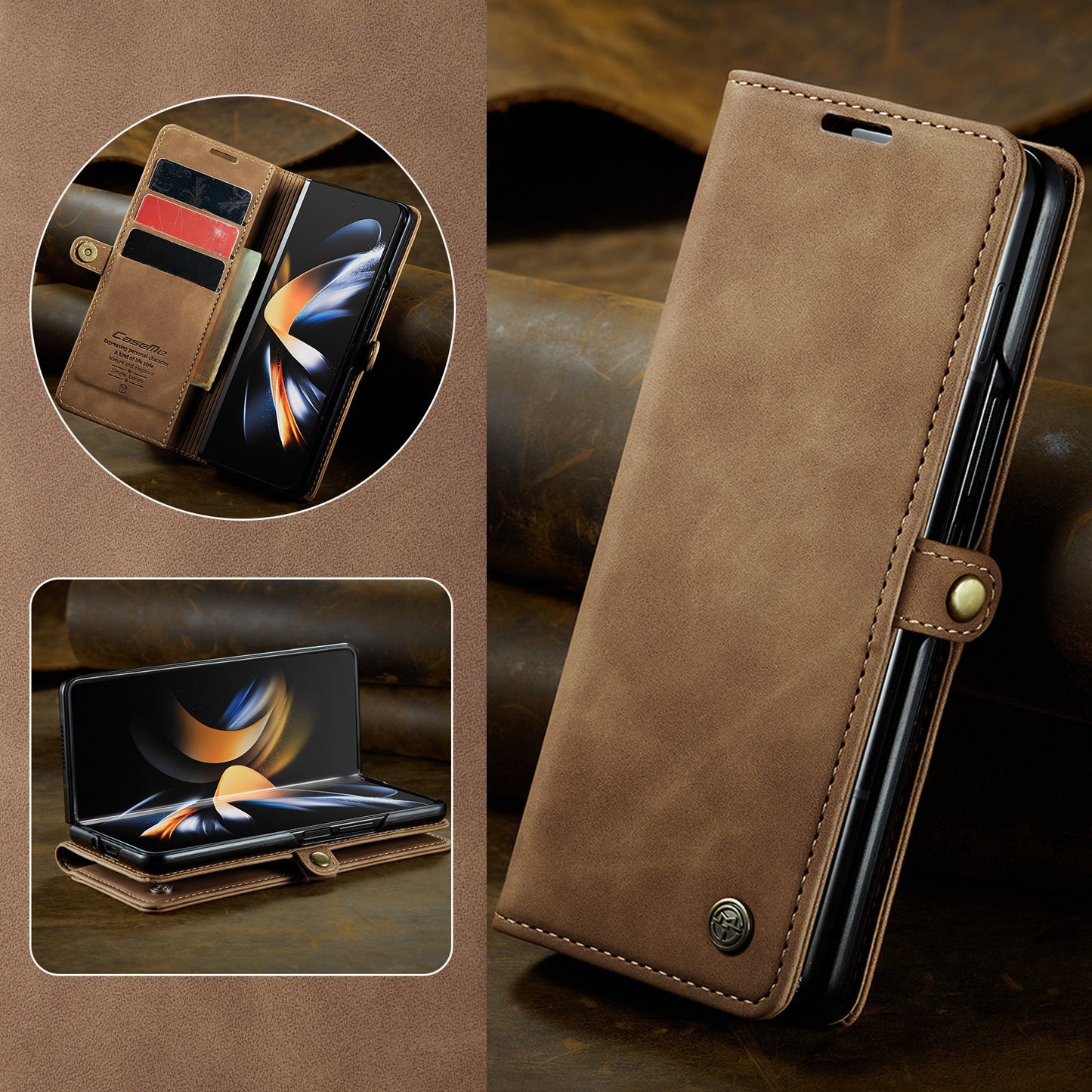 Luxury Matte Magnetic Buckle Leather Wallet Phone Case