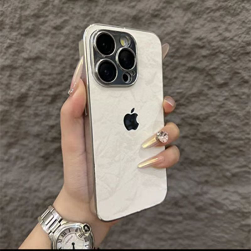 Husă de protecție pentru iPhone din flanel cu margine argintie galvanizată 