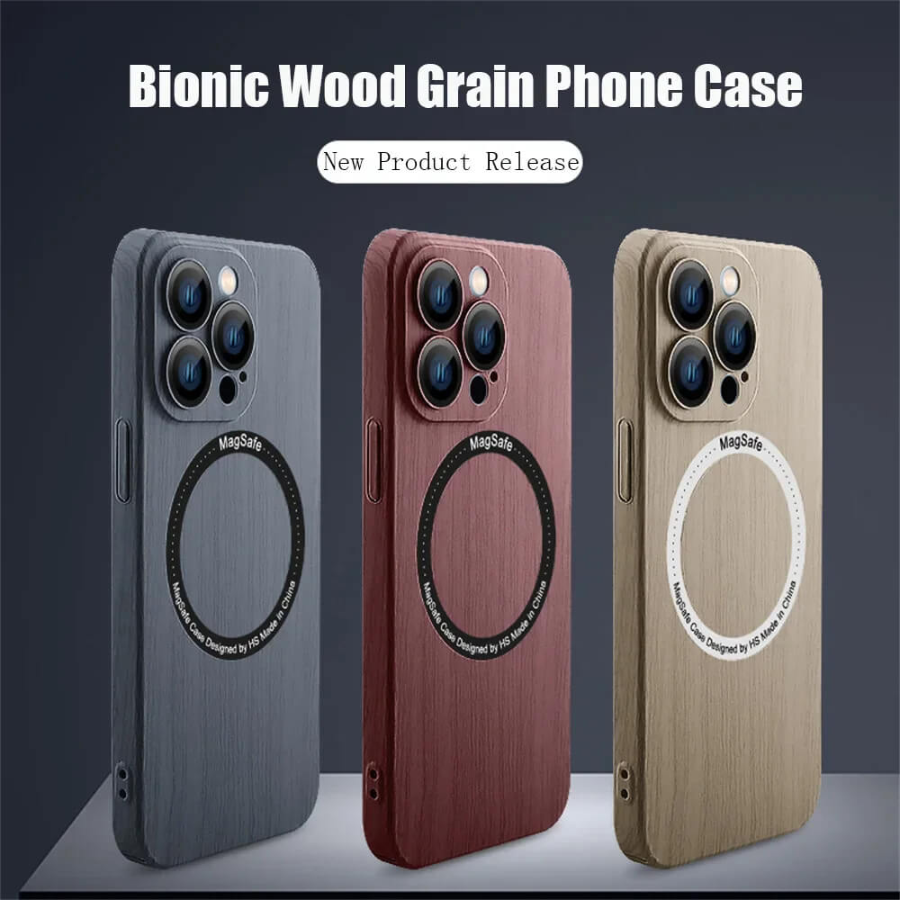 Wood grain magnetic phone case