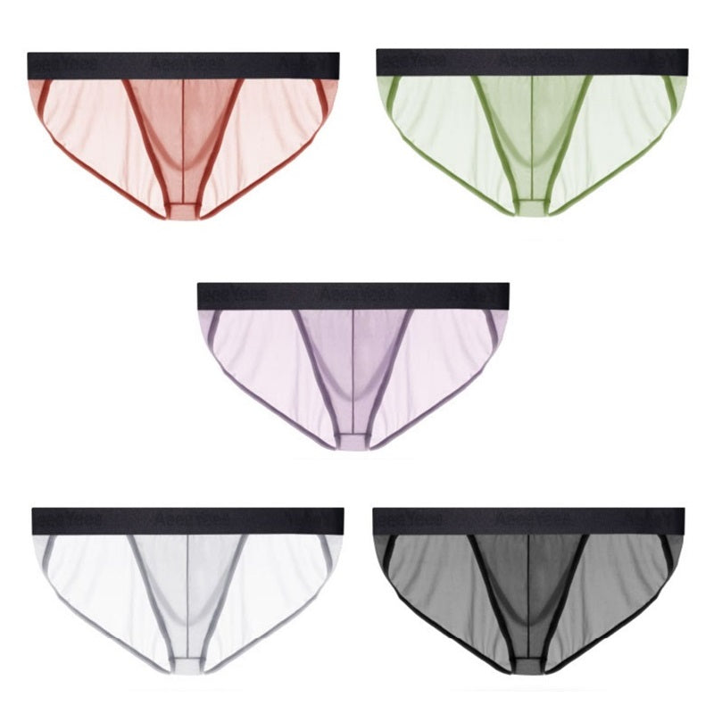 Low-Waist U-Convex Large Pouch Sexy Ice Silk Ultra-Thin Briefs