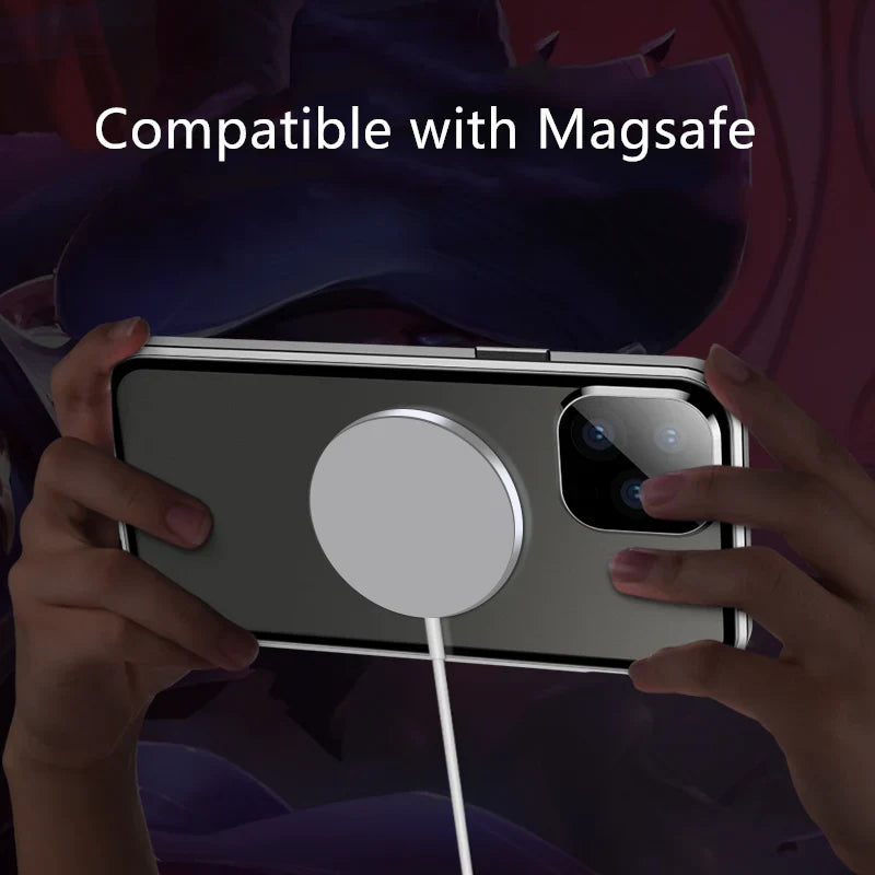 Suitable For iPhone Series Magnetic Magsafe Metal Glass Protective Mirror Buckle Anti Peeping Phone Case