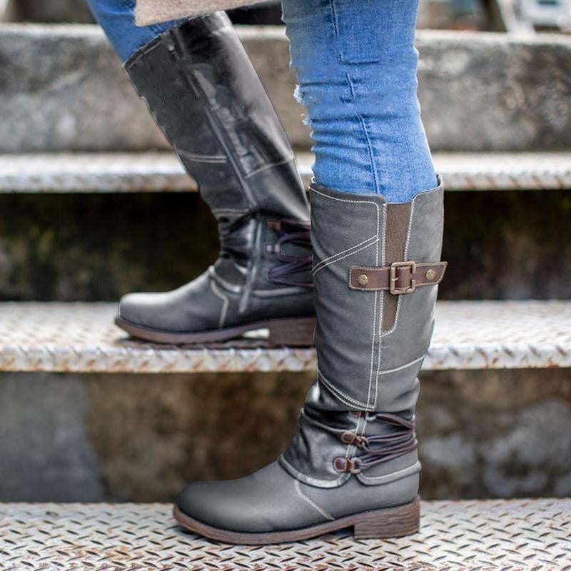 Women's Vintage Zipper High Snow Boots