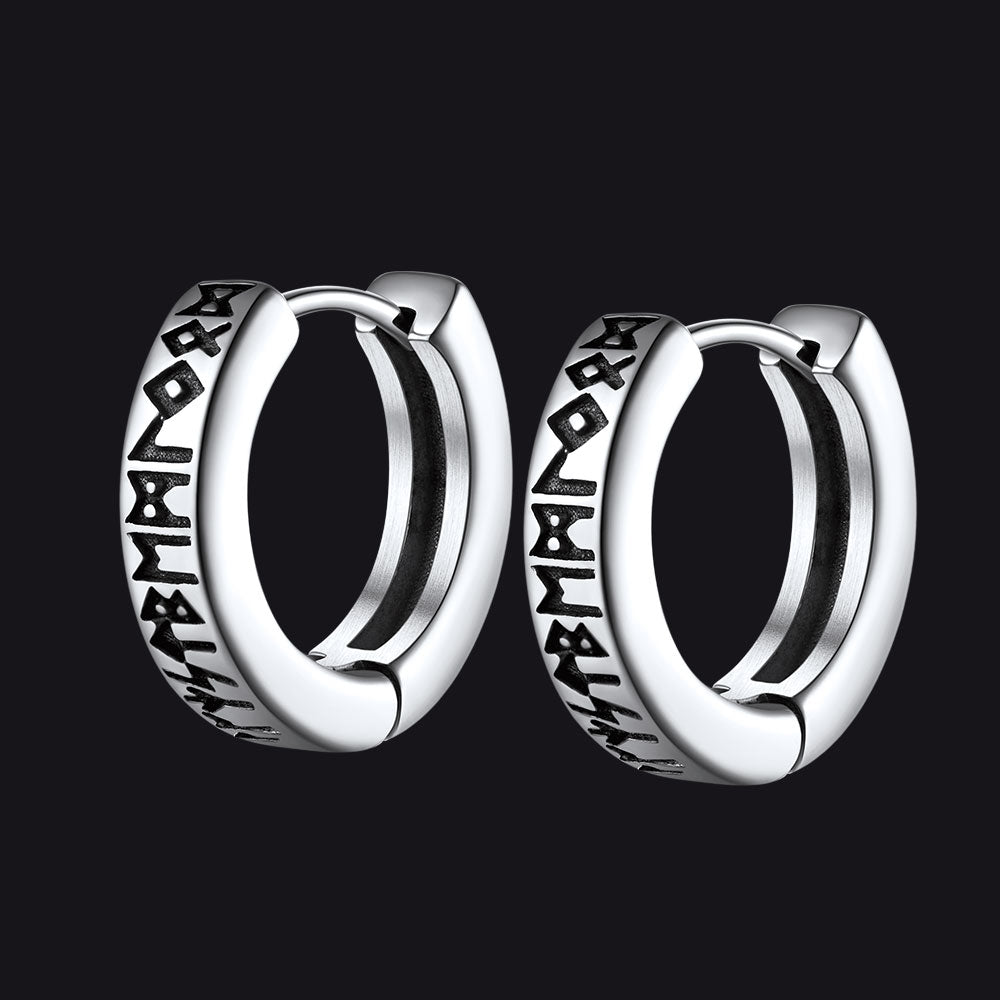 【Buy 1 Get 1 Free】Norse Viking Runes Hoop Earrings For Men