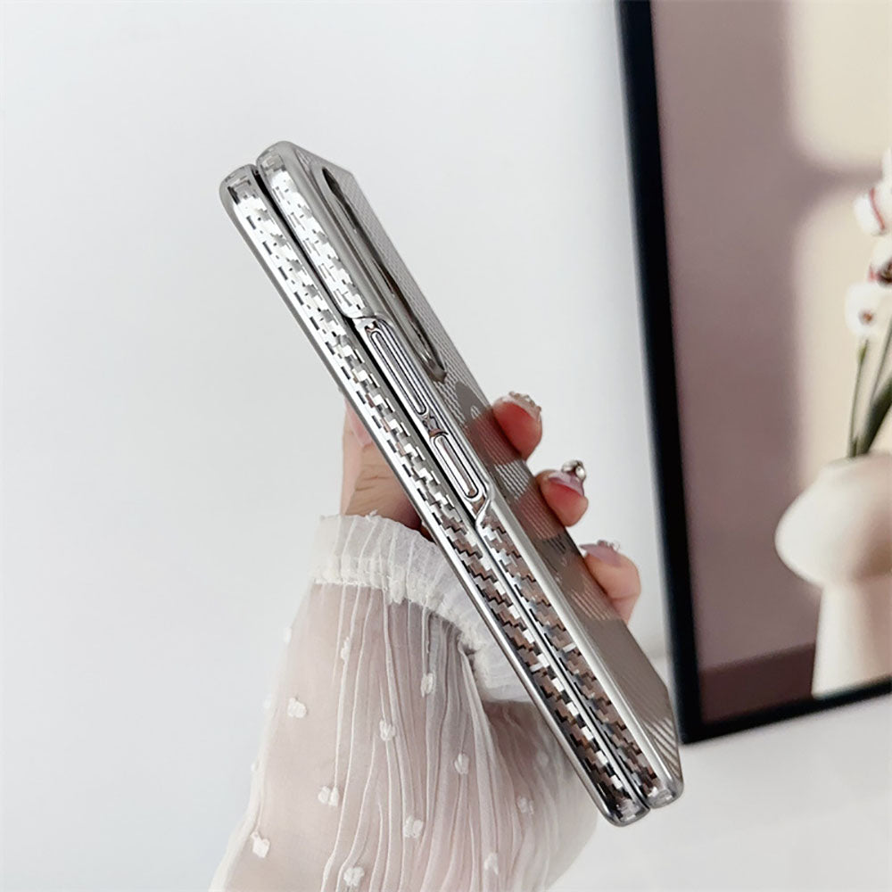 Newest Electroplating Transparent Carbon Fiber Pattern Magnetic Folding Phone Case For Samsung Galaxy Z Fold
