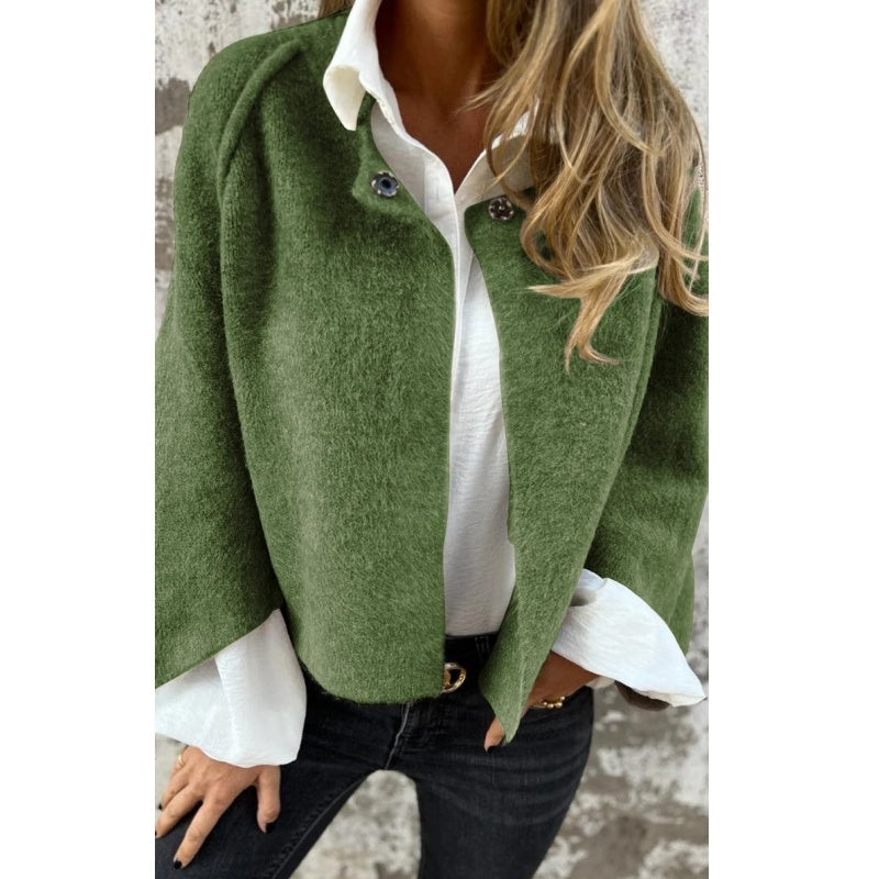 😘 Buy now with 10 lei discount 🍂Seasonal promotion at very low price🍂 Women's fashion, single color short coat