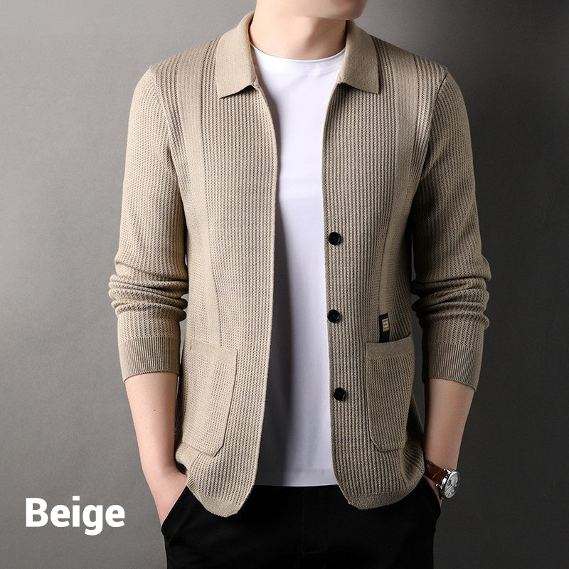 🧥 Long Sleeve Lapel Knitted Coat for Men