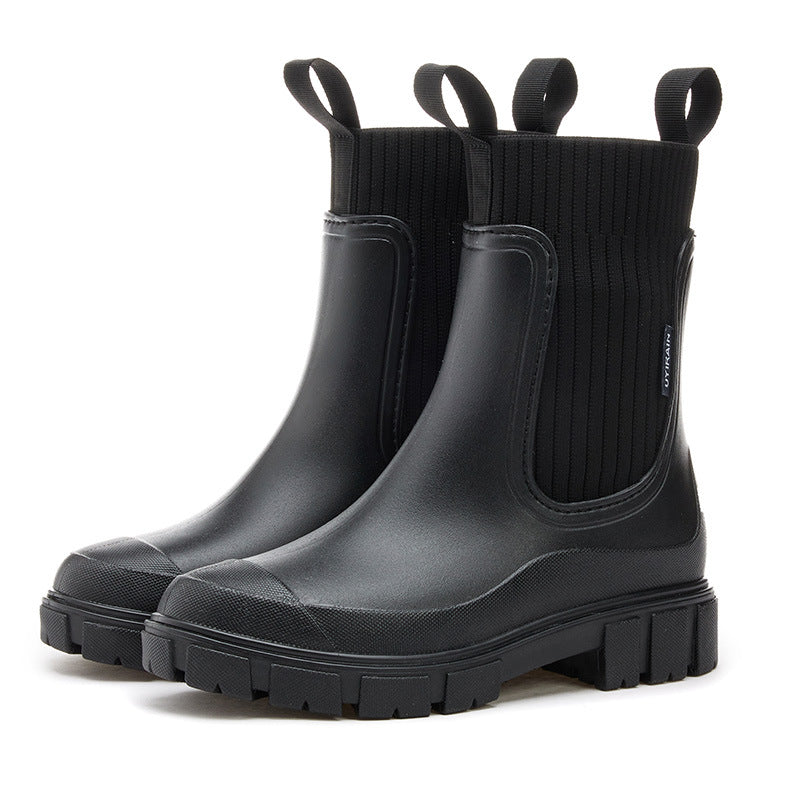 Waterproof, non-slip boots with a thick mid-calf sole